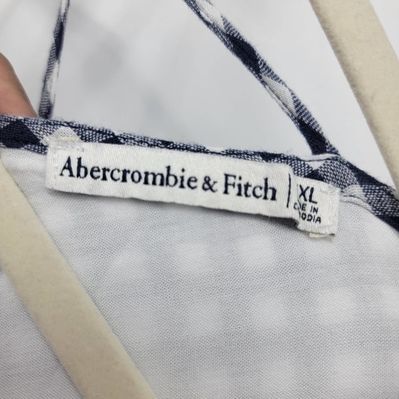 Abercrombie & Fitch Women's Size XXL Top V Neck Smocked Babydoll Peplum Check - Picture 6 of 10